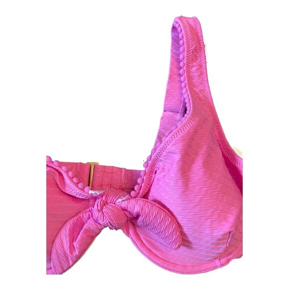 NWT Jessica Simpson Pretty in Pique Tie-Front Bikini Top Pink Size SD - Picture 5 of 8